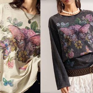 Boutique Butterfly Floral Fields Top, Various Sizes/Colors NWOT